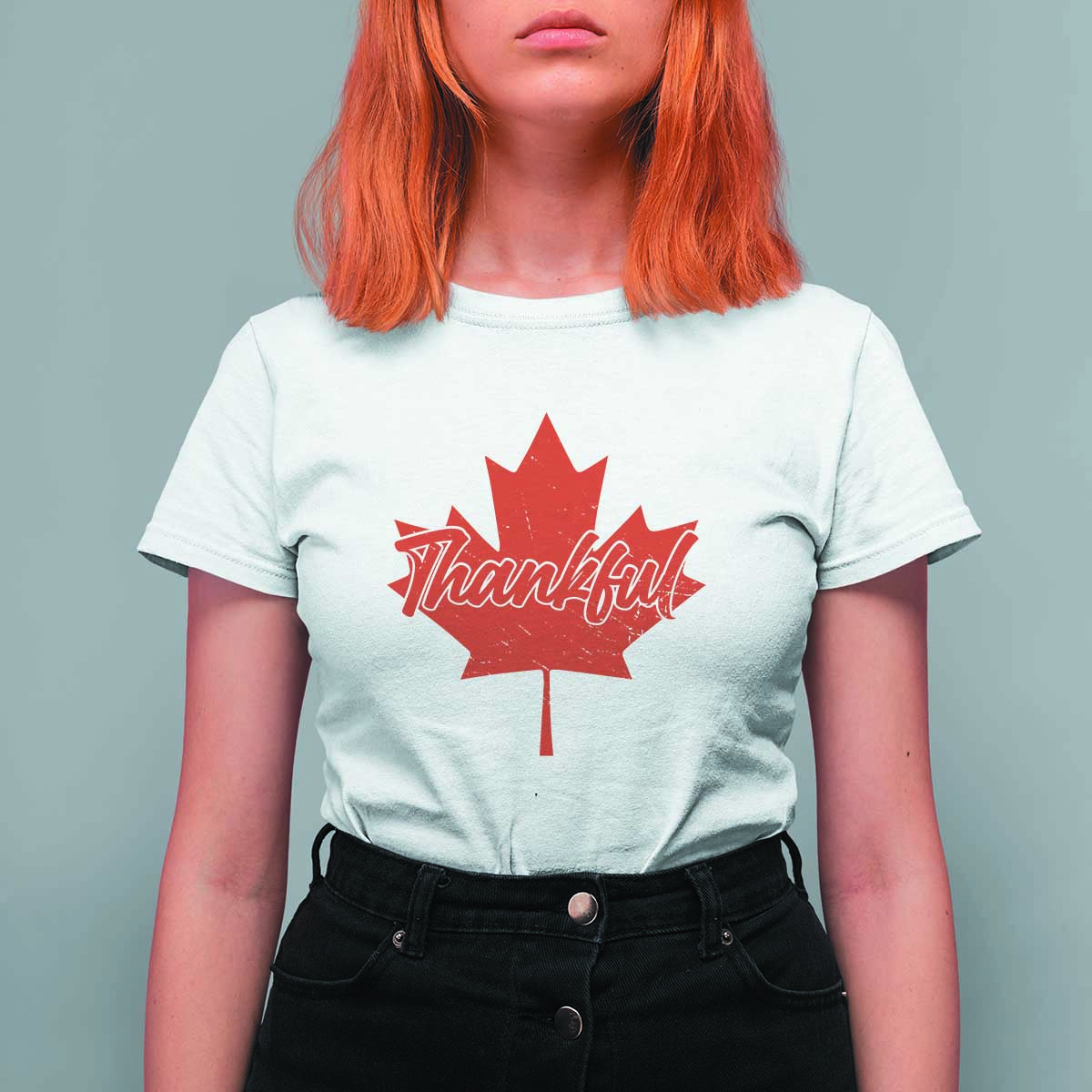 Thanksgiving Day T Shirt For Women Thankful Vintage Maple Leaf Canada - Wonder Print Shop