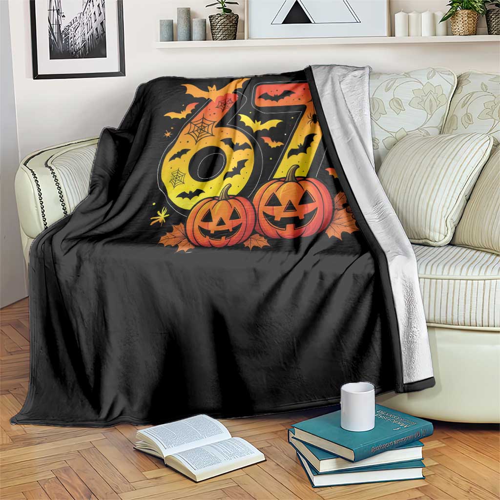 Funny 67 Halloween Throw Blanket Spooky Six Seven Meme Gen Alpha Slang - Wonder Print Shop