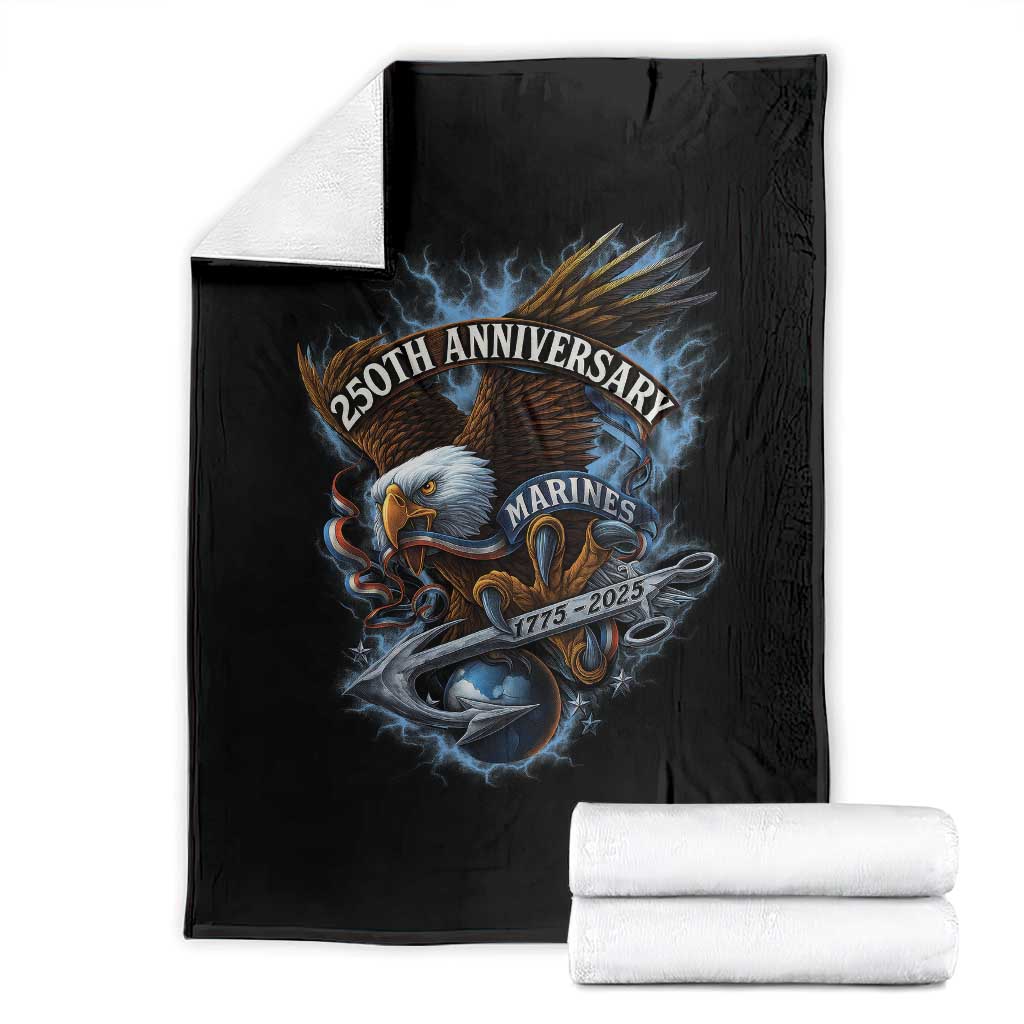 Us Marines Military 250th Anniversary Throw Blanket Bald Eagle Anchor - Wonder Print Shop