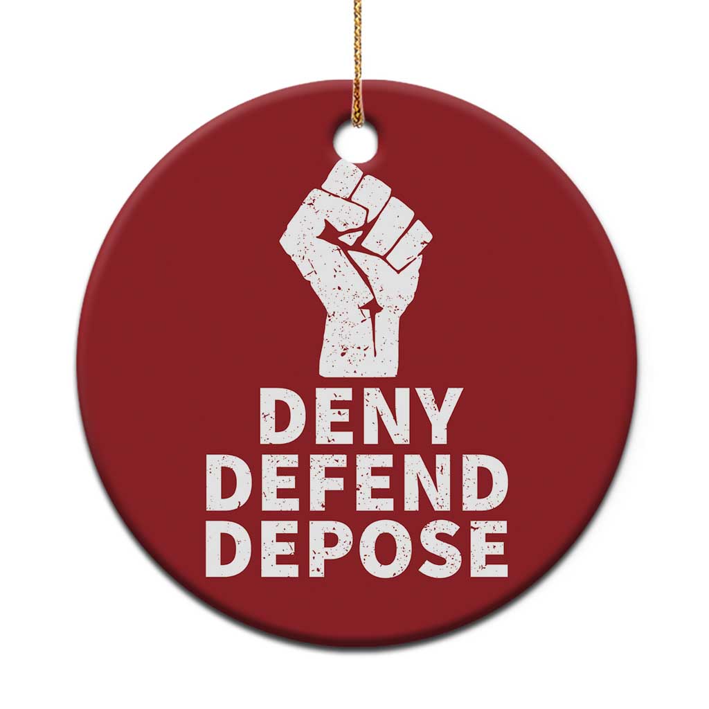 Deny Defend Depose Christmas Ornament Vintage Hand Fist - Wonder Print Shop