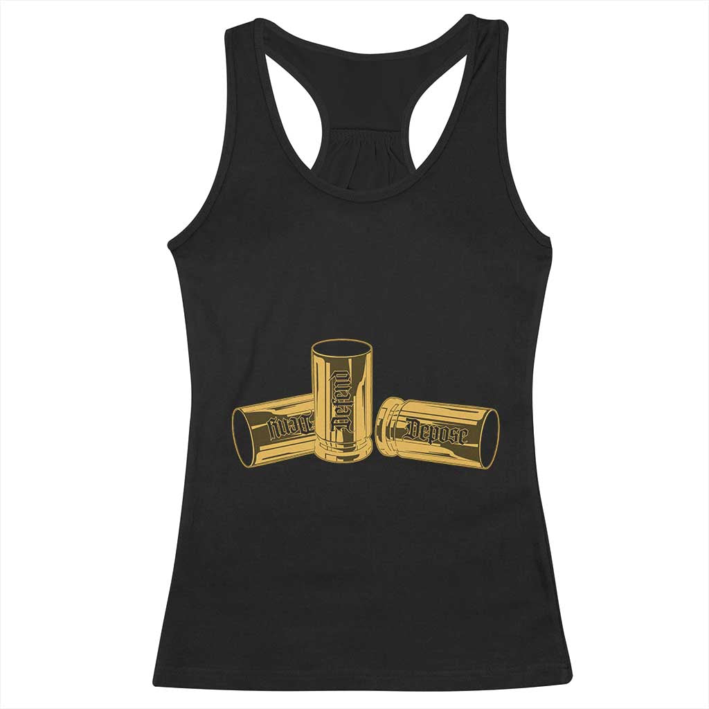 Deny Defend Depose Racerback Tank Top Vintage Bullet Shells