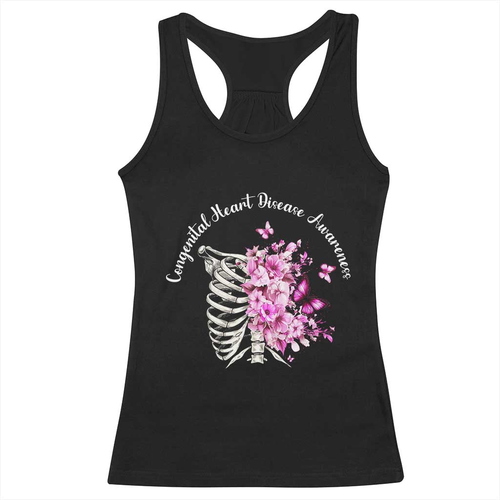 CHD Awareness Racerback Tank Top Congenital Heart Disease Awareness Floral Rib Cage