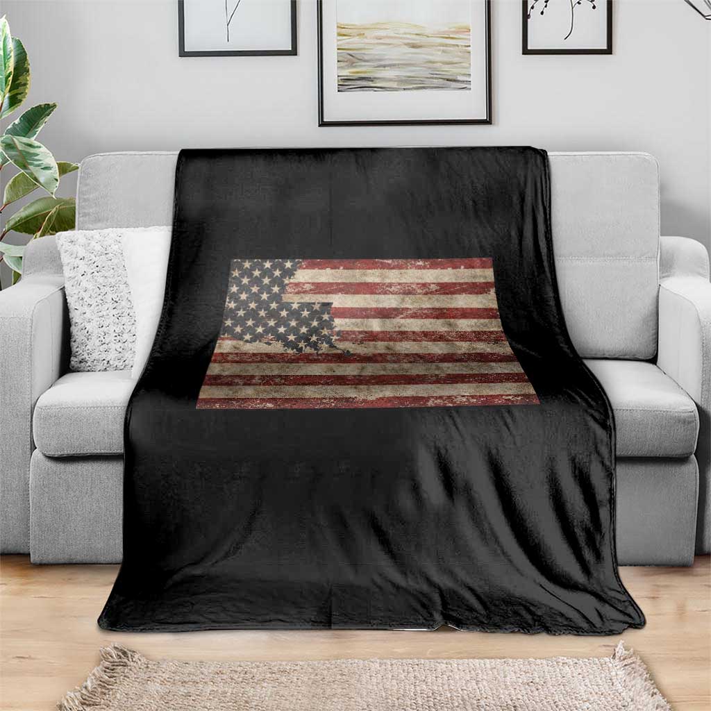 Louisiana Pride Vintage American Flag State Map Throw Blanket