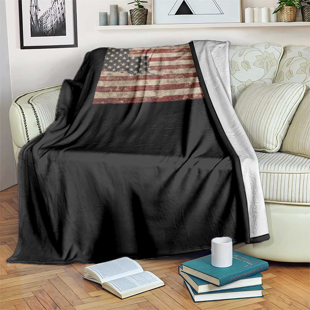 Louisiana Pride Vintage American Flag State Map Throw Blanket