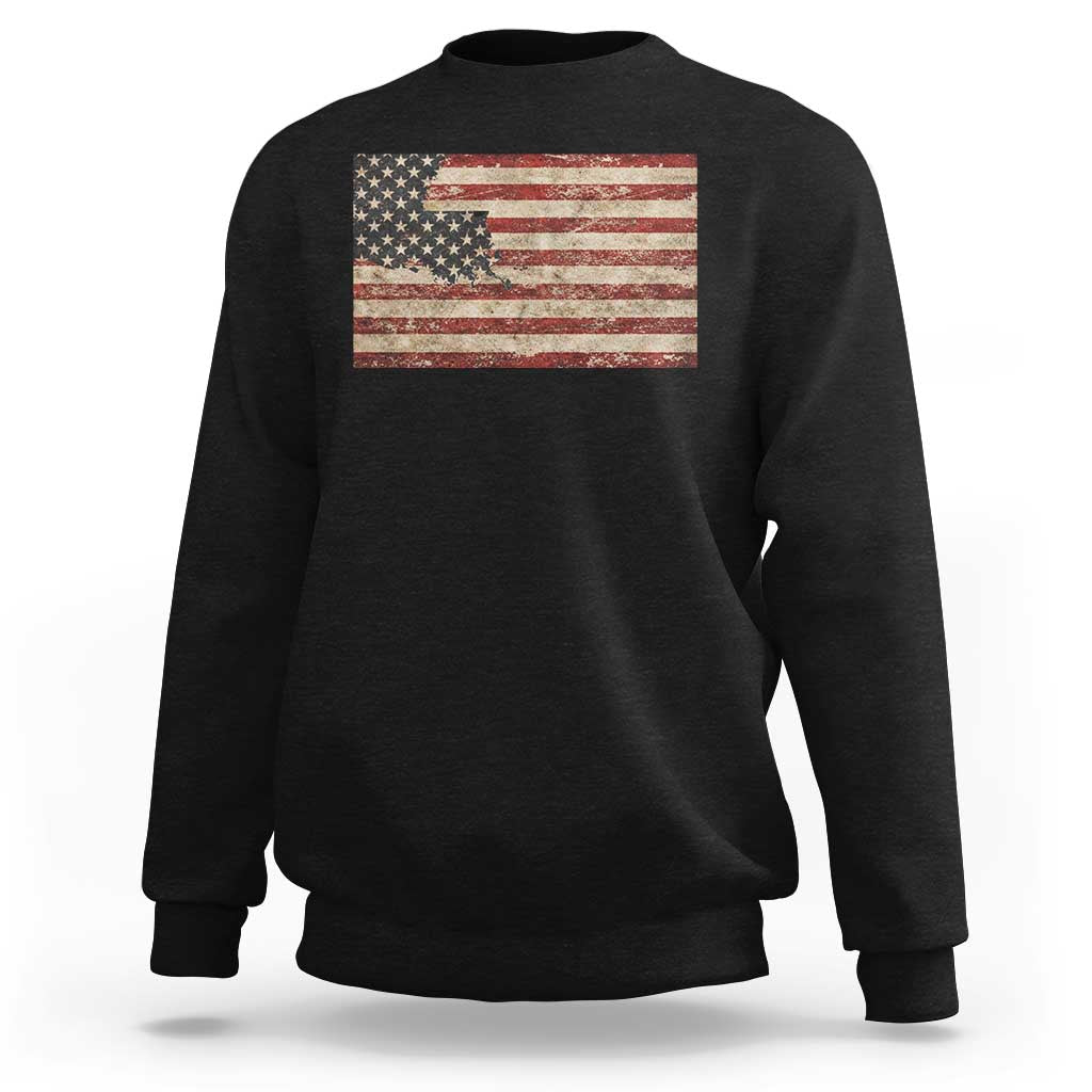 Louisiana Pride Vintage American Flag State Map Sweatshirt