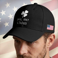 Funny Irish Pog Mo Thoin Baseball Cap St Patrick's Day Gaelic Saying Shamrock