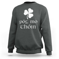 Dark gray sweatshirt with shamrock graphic and Gaelic text