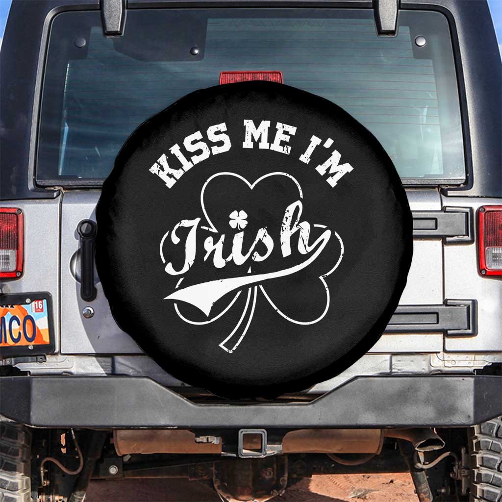 Funny Kiss Me I'm Irish St Patricks Day Spare Tire Cover Vintage Shamrock