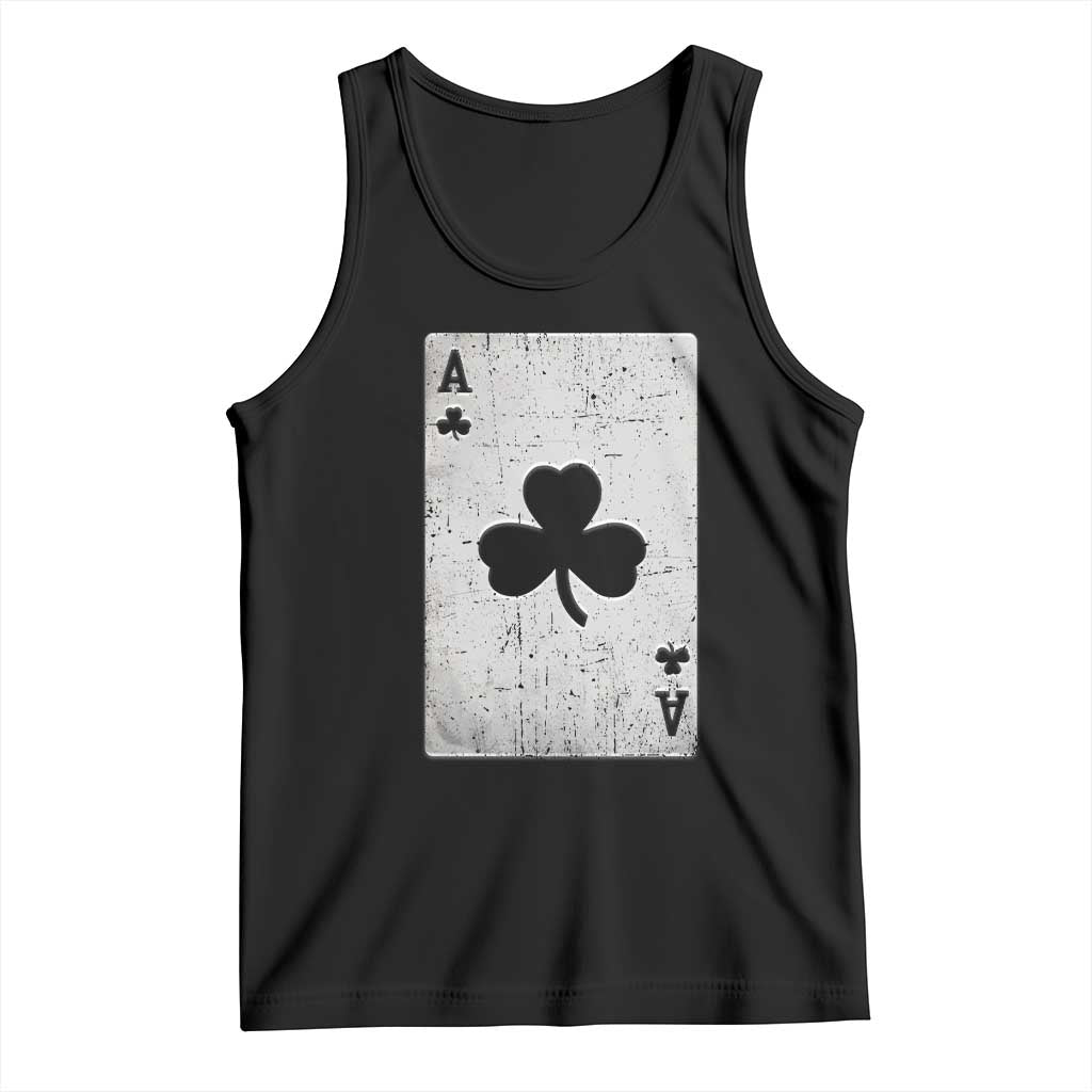 Funny St Patrick's Day Shamrock Clubs Poker Card Tank Top