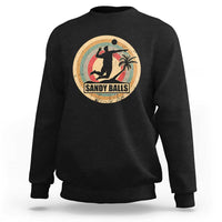 Men's beach volleyball sweatshirt, black, round "SANDY BALLS" logo graphic on chest