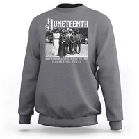 Charcoal Juneteenth sweatshirt with front freedom graphic and date text