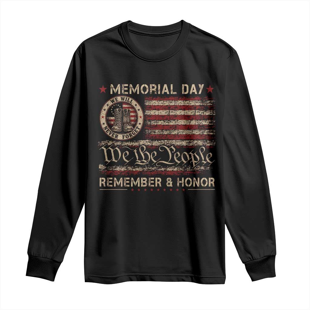 Memorial Day Long Sleeve Shirt Remember And Honor Red Poppy Flower Military Veteran