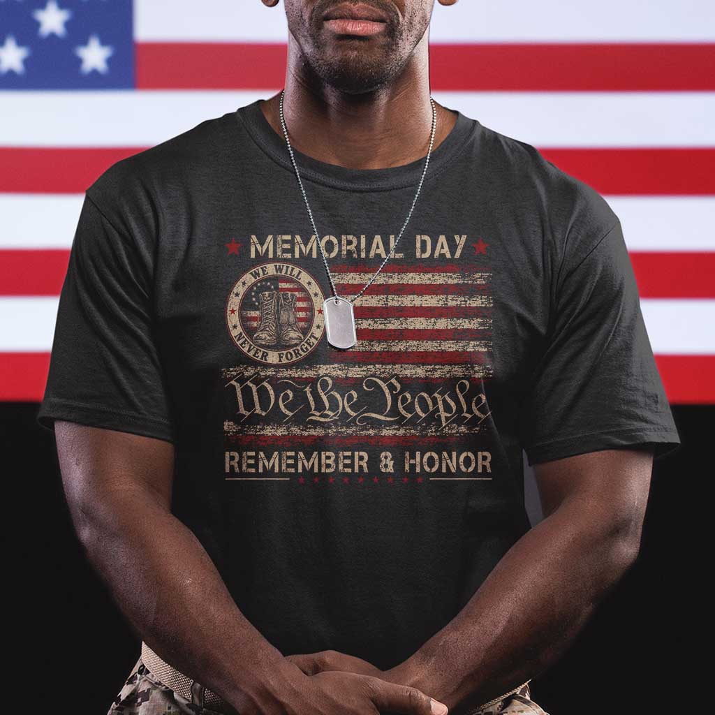 Memorial Day T Shirt Remember And Honor Red Poppy Flower Military Veteran