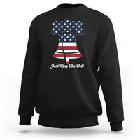 Black crewneck sweatshirt with Liberty Bell graphic and “Just Ring The Bell” text