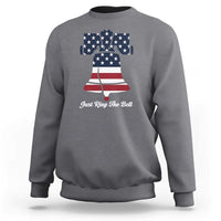Charcoal gray crewneck sweatshirt with Liberty Bell graphic and “Just Ring The Bell” text