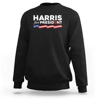 Black sweatshirt with 'HARRIS for PRESIDENT' text and American flag graphic