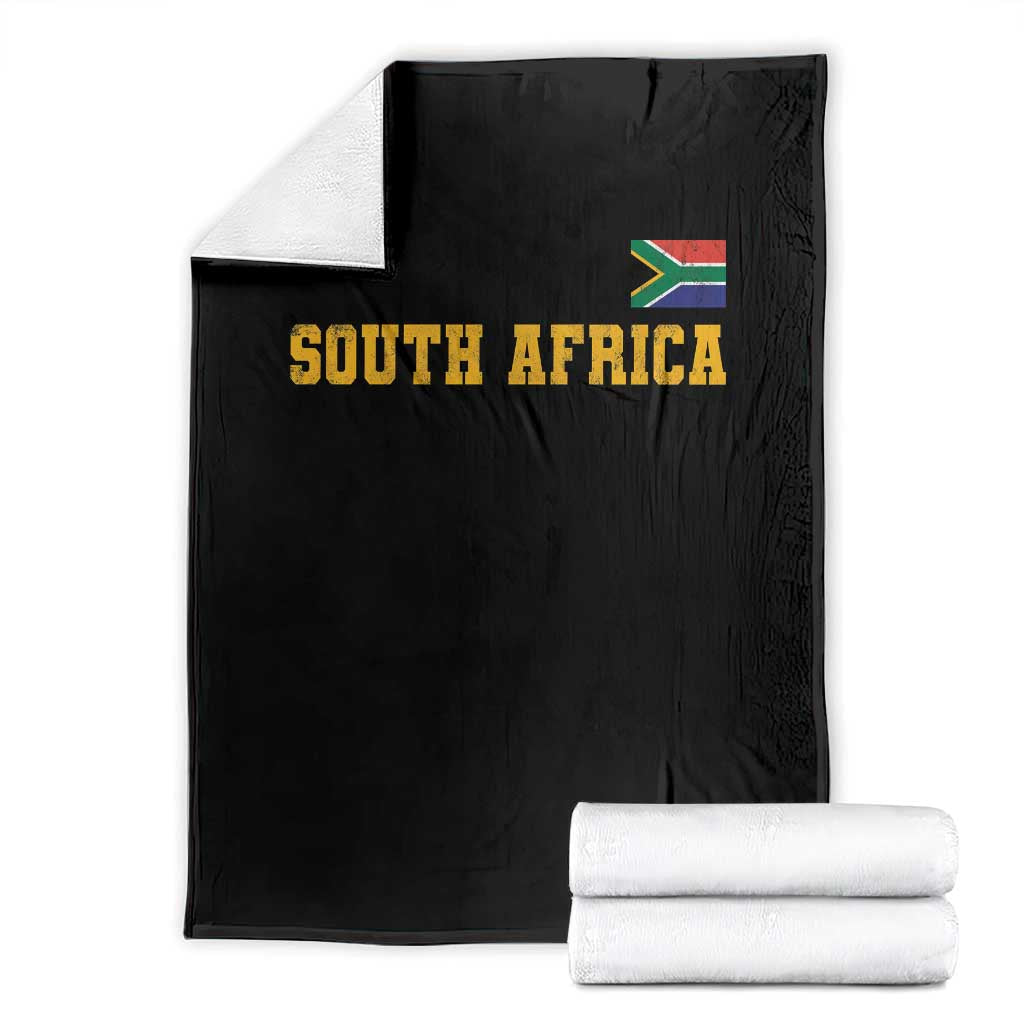 South Africa Vintage Athletic Sports Design Throw Blanket Distressed South African Flag