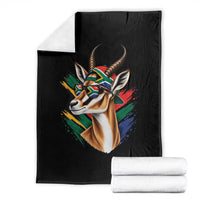 Springbok Wearing Glasses Vintage South African Flag Throw Blanket