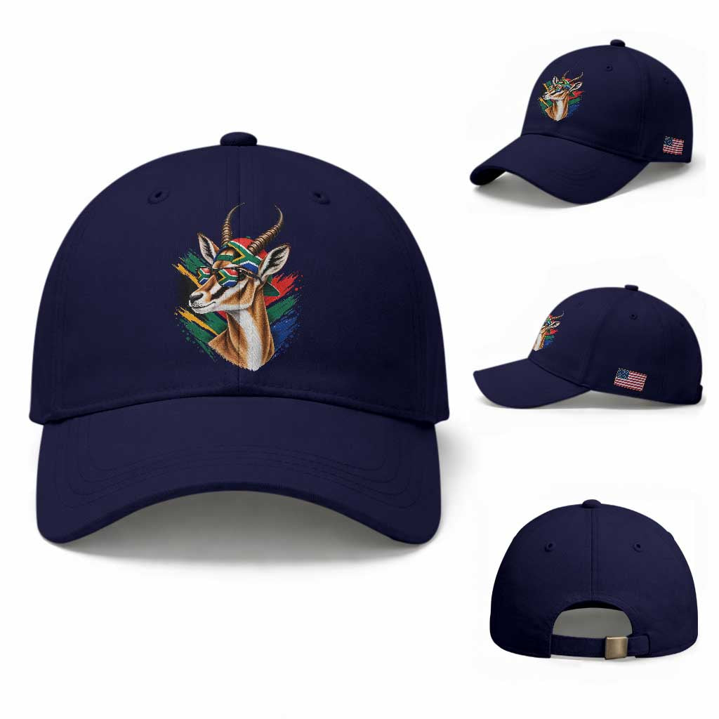 Springbok Wearing Glasses Vintage South African Flag Baseball Cap