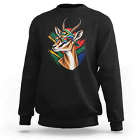 Springbok Wearing Glasses Vintage South African Flag Sweatshirt