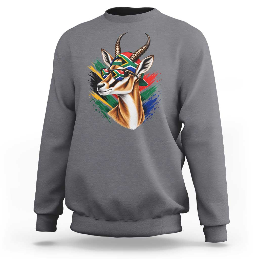 Springbok Wearing Glasses Vintage South African Flag Sweatshirt