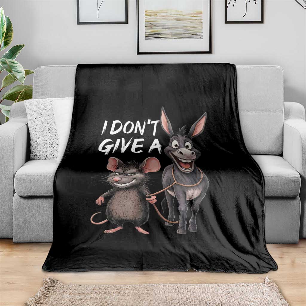 Funny I Dont Give a Rats Ass Throw Blanket Donkey And Mouse Meme - Wonder Print Shop