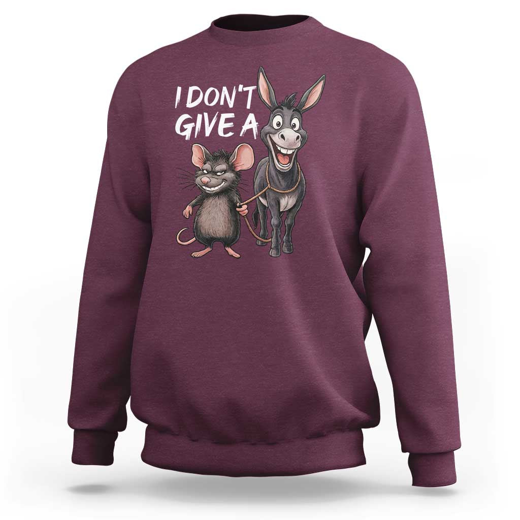 Funny I Dont Give a Rats Ass Sweatshirt Donkey And Mouse Meme - Wonder Print Shop