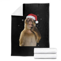 Christmas Thinking Monkey Meme Humor Brainrot Throw Blanket - Wonder Print Shop