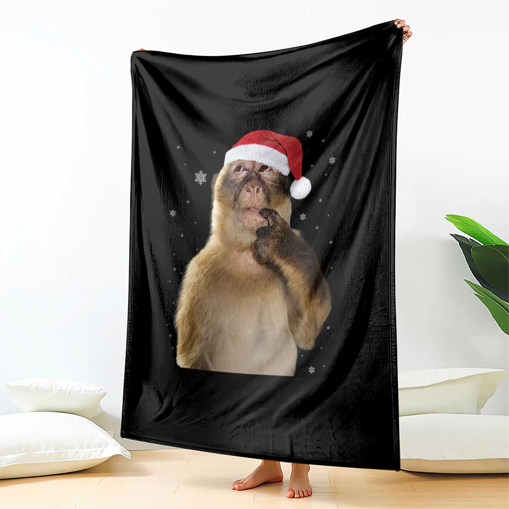 Christmas Thinking Monkey Meme Humor Brainrot Throw Blanket - Wonder Print Shop