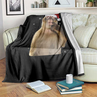 Christmas Thinking Monkey Meme Humor Brainrot Throw Blanket - Wonder Print Shop