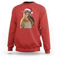 Christmas Thinking Monkey Meme Humor Brainrot Sweatshirt - Wonder Print Shop
