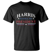 Black Harris graphic T-shirt with front text and star-striped design
