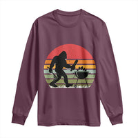 Funny Retro Bigfoot Grilling BBQ Chef Long Sleeve Shirt