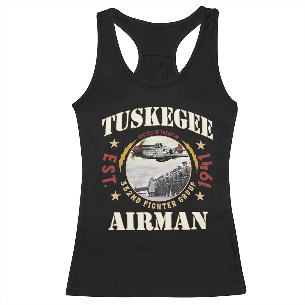 Tuskegee Airman Racerback Tank Top Heroes Of Freedom 332ND Fighter Group Est 1941