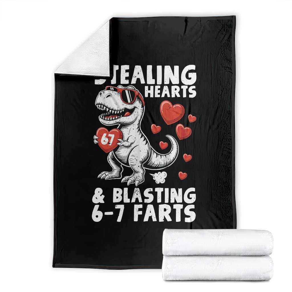 Funny 67 Meme Valentines Day Dinosaur Throw Blanket Stealing Hearts And Blasting 67 Farts