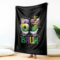 Funny 67 Mardi Gras Bruh Throw Blanket Six Seven Meme Fleur De Lis Hand Gesture