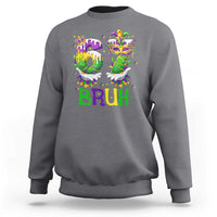 Funny 67 Mardi Gras Bruh Sweatshirt Six Seven Meme Fleur De Lis Hand Gesture