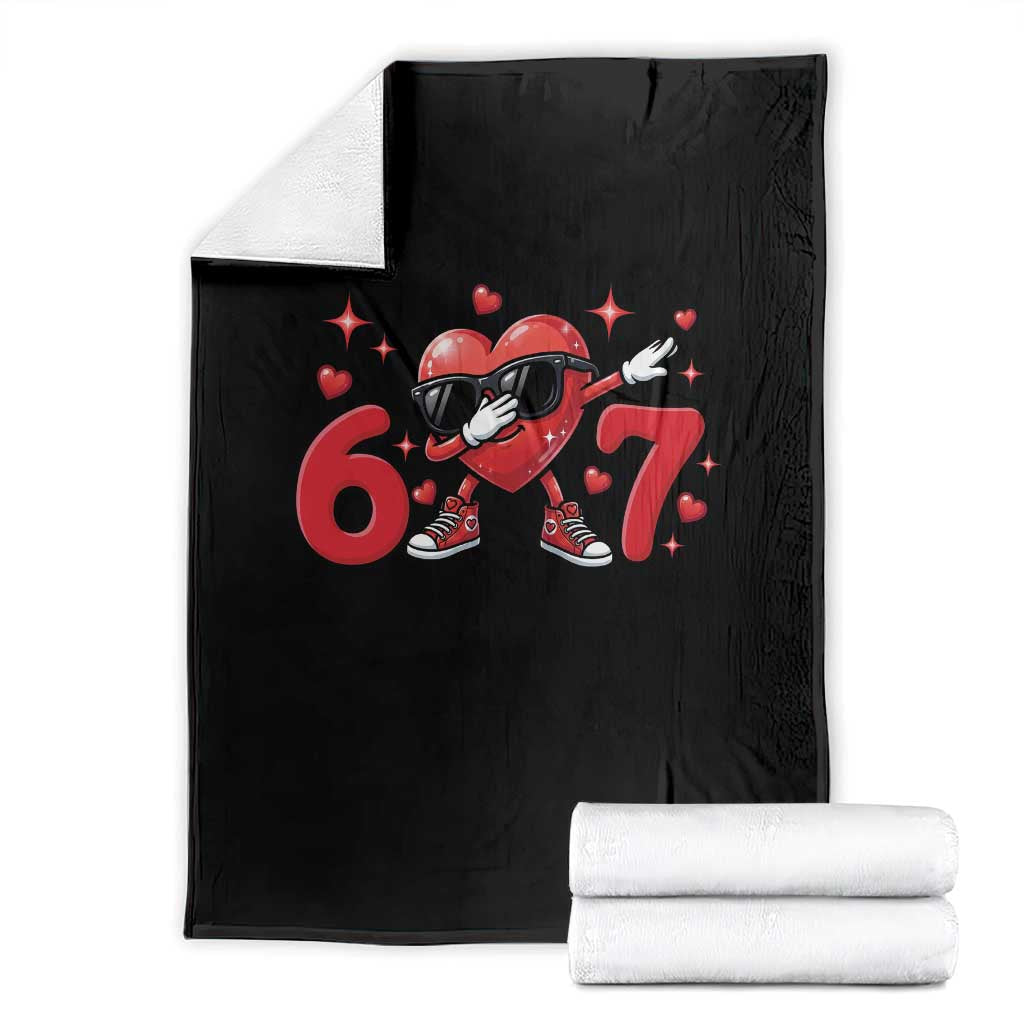 Funny Six Seven 67 Valentines Dabbing Heart Throw Blanket