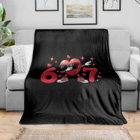 Funny Six Seven 67 Valentines Dabbing Heart Throw Blanket