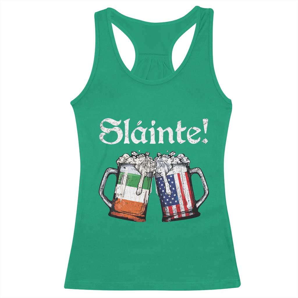 Funny St Patrick's Day Beer Drinking Slainte Racerback Tank Top Irish American Beer