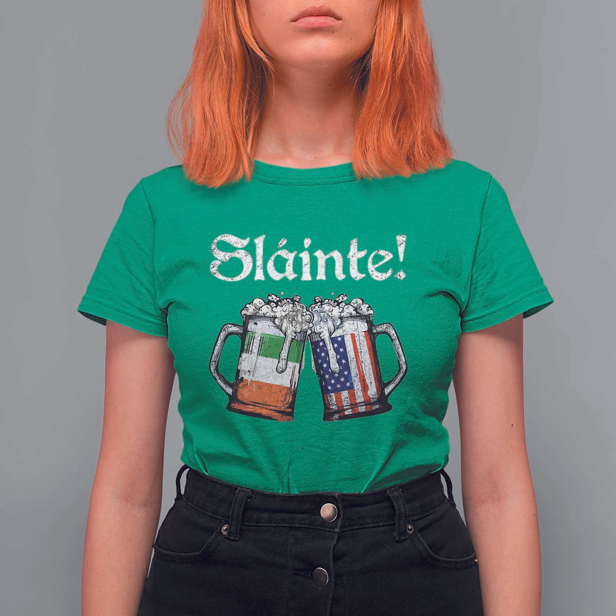 Funny St Patrick's Day Beer Drinking Slainte T Shirt For Women Irish American Beer