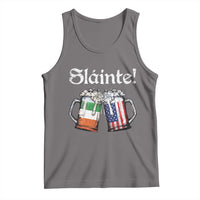 Dark gray sleeveless tank top with “Slainte!” graphic and beer mug print