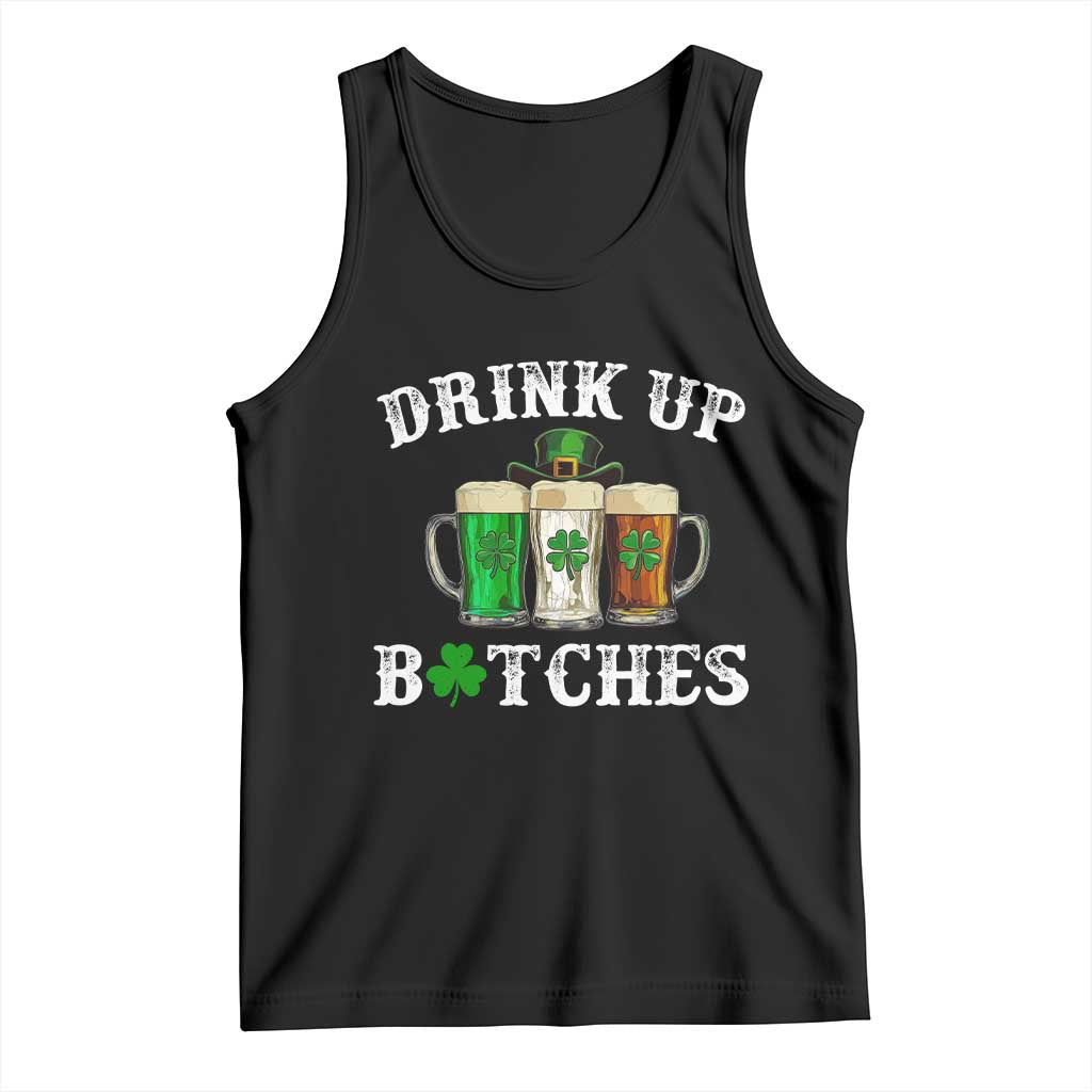 Funny St Patrick's Day Irish Beer Drinking Tank Top Drink Up Bitches Ireland Flag