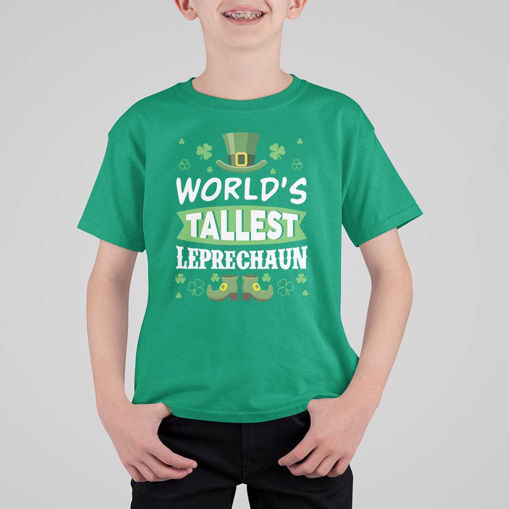 Funny World's Tallest Leprechaun St Patrick's Day T Shirt For Kid Shamrock