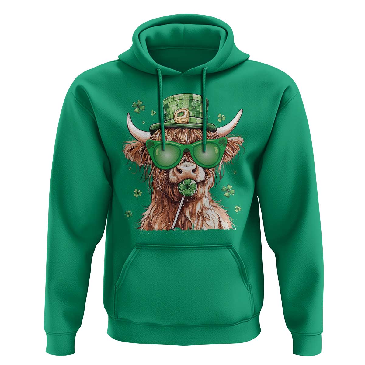 Funny St Patrick's Day Highland Cow Shamrock Hoodie