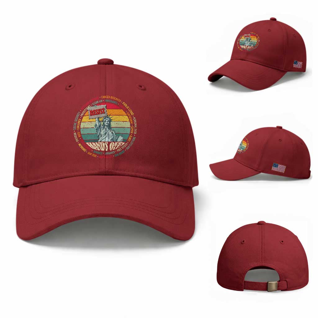 Funny Hands Off Baseball Cap Resist Vintage Statue Of Liberty