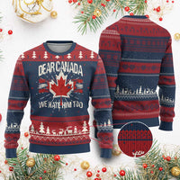 Dear Canada We Hate Him Too Knitted Sweatshirt Vintage Maple Leaf - Wonder Print Shop