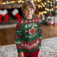 Dear Canada We Hate Him Too Knitted Sweatshirt Vintage Maple Leaf - Wonder Print Shop