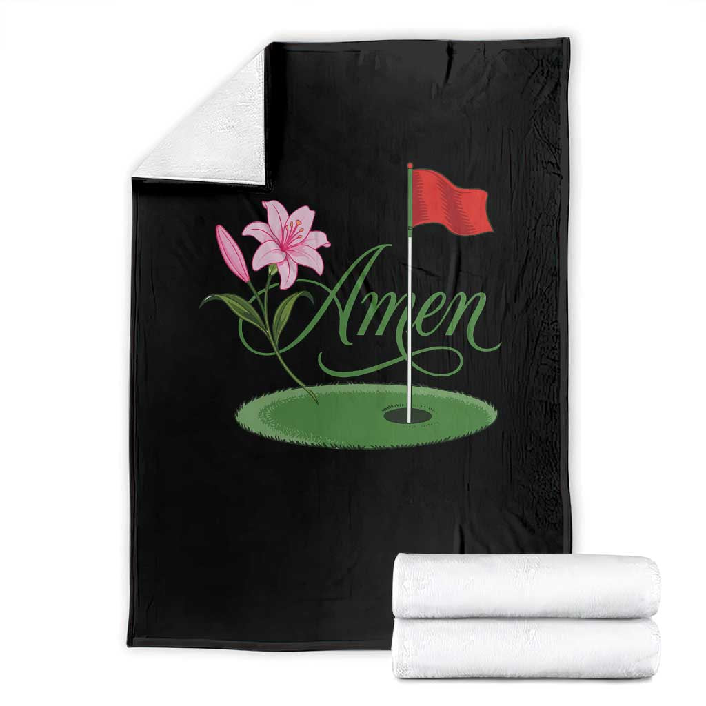 Amen Funny Golf Throw Blanket Azalea Floral Augusta Georgia for Golfers