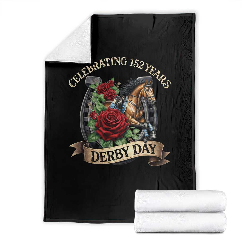 Celebrating 152 Years Derby Day Throw Blanket Vintage Horse Racing Roses